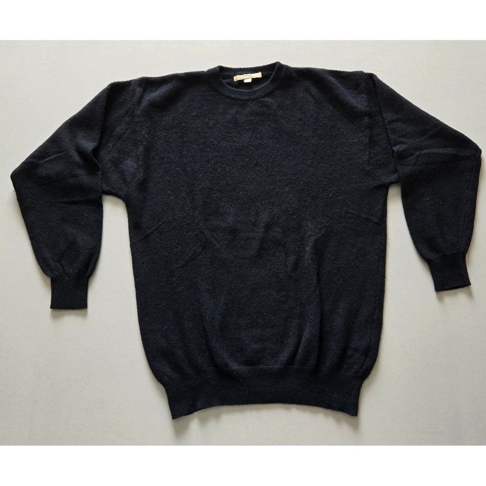 Denllo Angora Wool Sweater Womens Medium Black Crew Neck Made in Italy M‎